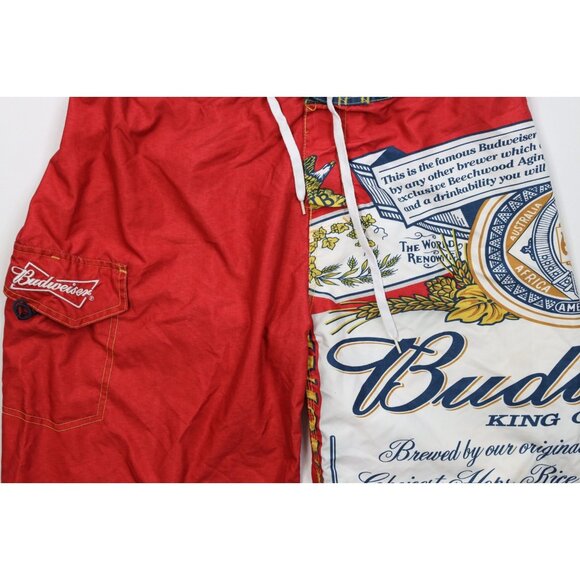 Vintage Y2K Anheuser Busch Budweiser Mens 38 All Over Print Board Shorts Trunks - Picture 3 of 14